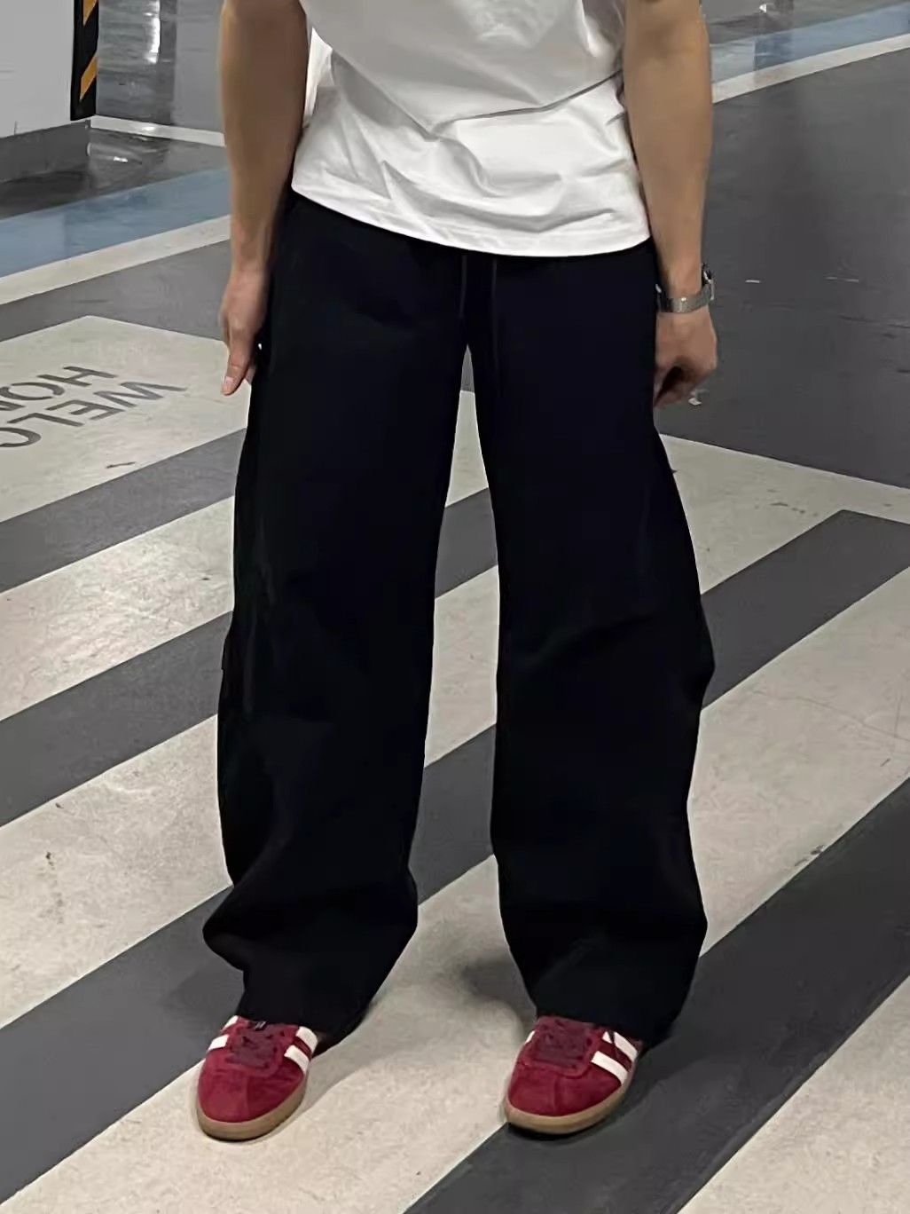 CBA8714-54B 純棉簡約夏季工裝彎刀直筒休閒褲痞(2色)