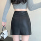 📺︎︎ CGS1134-58B 秋高腰褶皺柔軟皮不規則包臀PU皮A字半身裙短裙(3色)