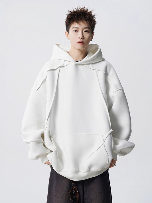 CBD7506-54B 褶皺復古帽衫寬鬆上衣(2色)