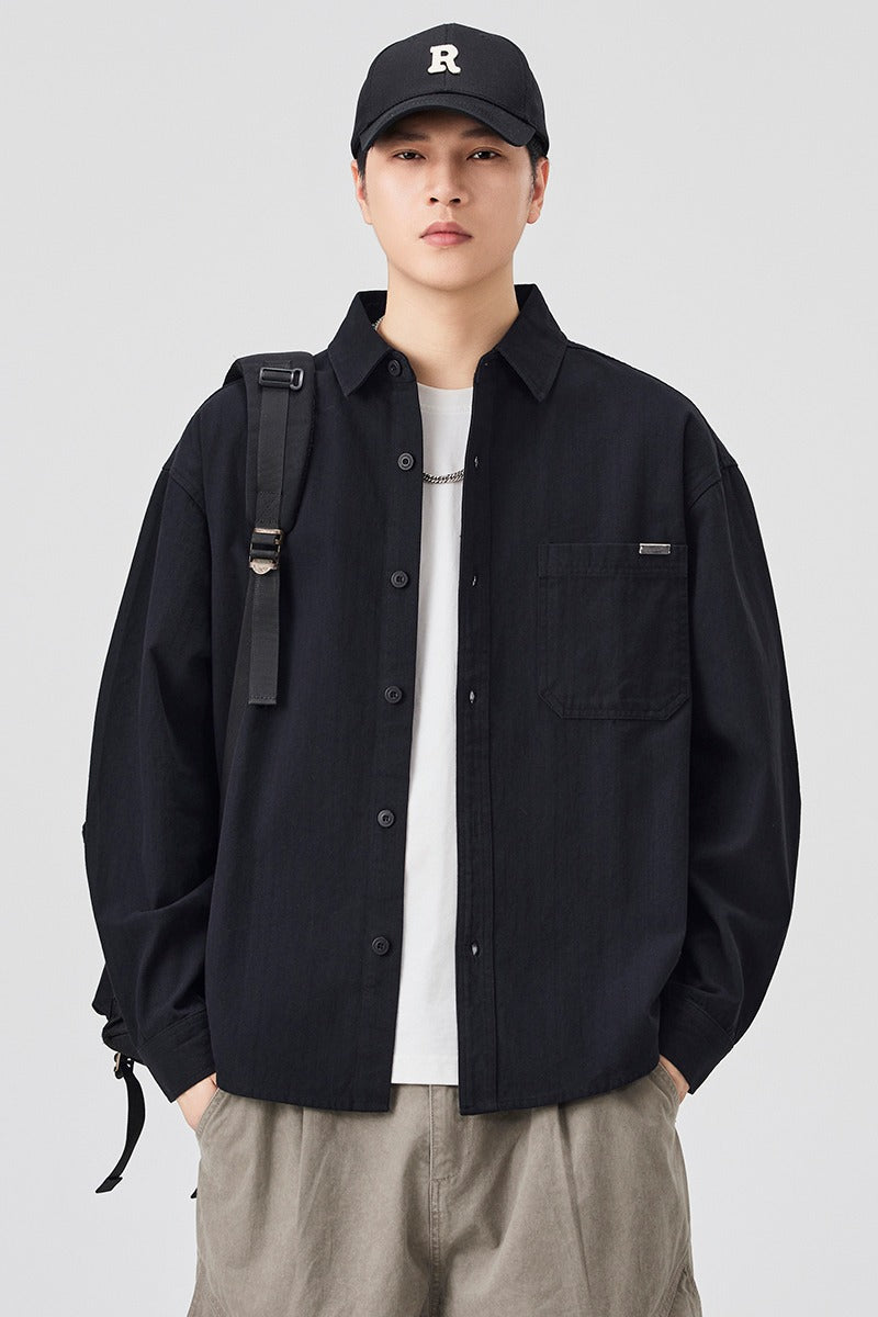CBCET6902-65B 春秋季長袖百搭寬鬆休閒襯衣外套(2色)
