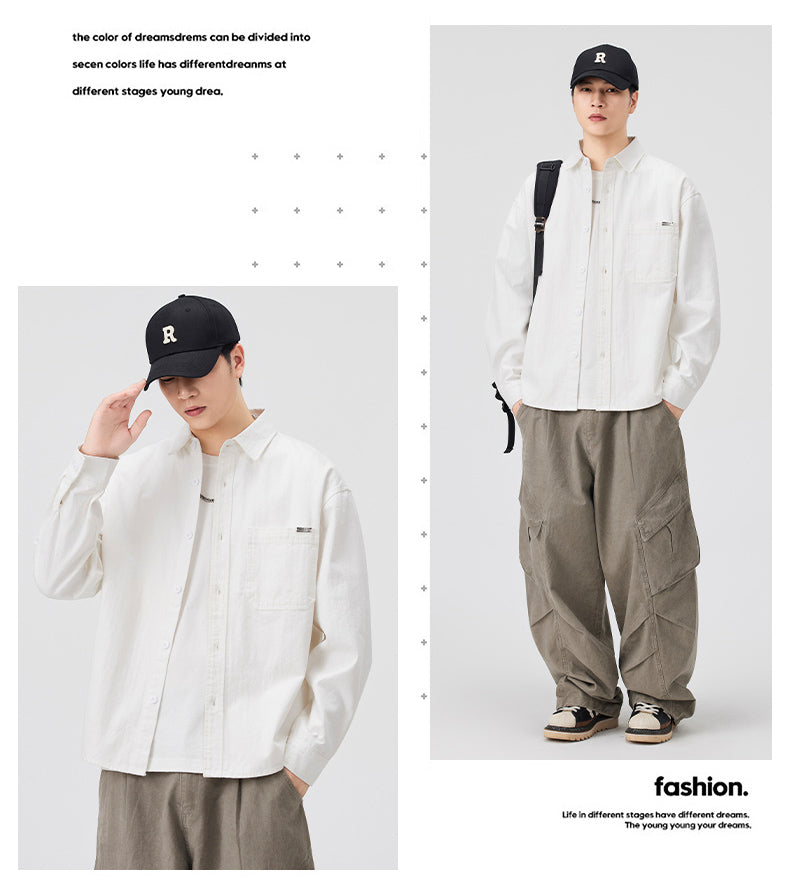 CBCET6902-65B 春秋季長袖百搭寬鬆休閒襯衣外套(2色)