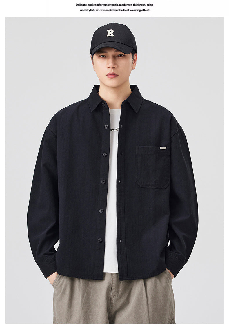 CBCET6902-65B 春秋季長袖百搭寬鬆休閒襯衣外套(2色)