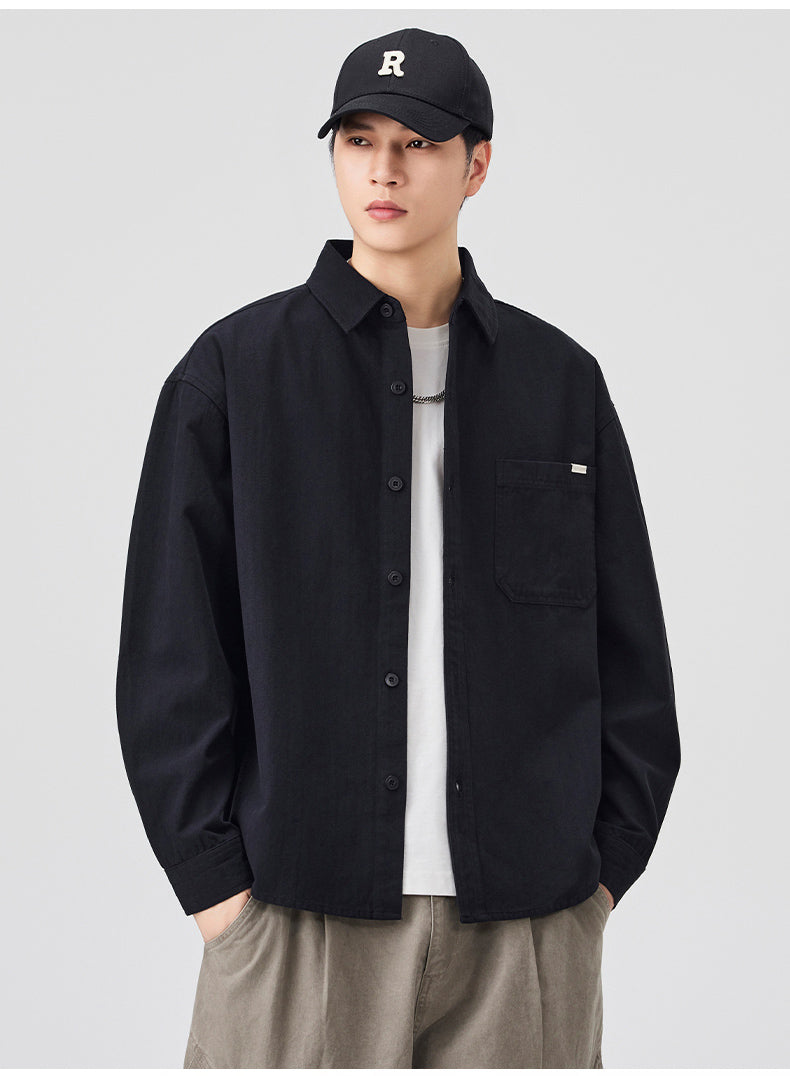 CBCET6902-65B 春秋季長袖百搭寬鬆休閒襯衣外套(2色)