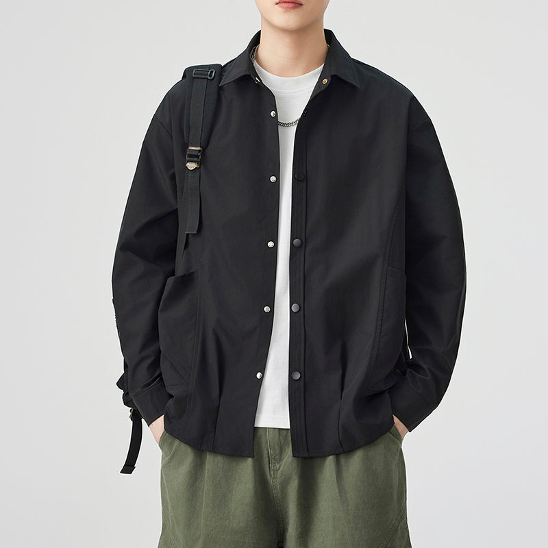 CBCMYC25-4564 秋季長袖襯衫翻領純色拼接口袋款襯衣(3色)