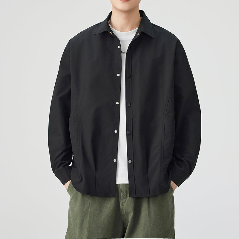 CBCMYC25-4564 秋季長袖襯衫翻領純色拼接口袋款襯衣(3色)