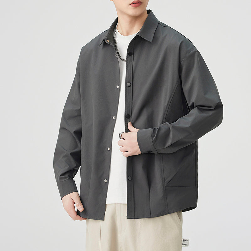 CBCMYC25-4564 秋季長袖襯衫翻領純色拼接口袋款襯衣(3色)