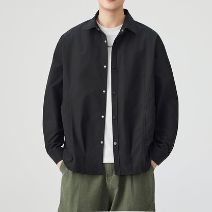 CBCMYC25-4564 秋季長袖襯衫翻領純色拼接口袋款襯衣(3色)