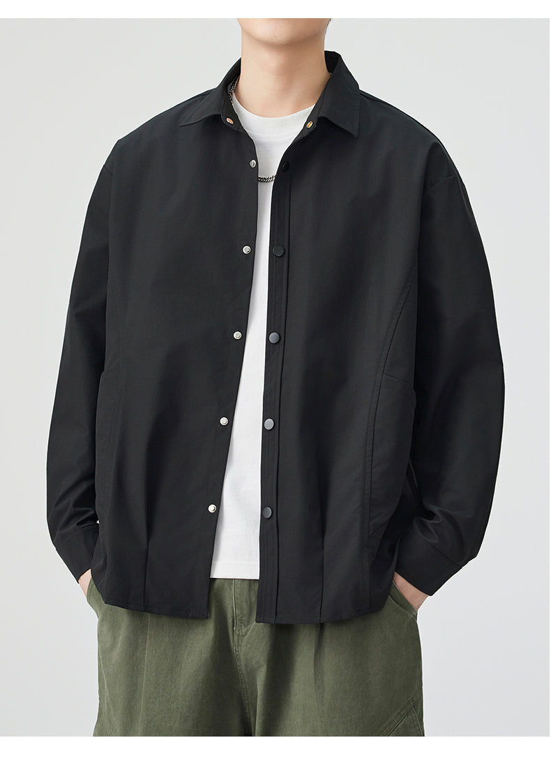 CBCMYC25-4564 秋季長袖襯衫翻領純色拼接口袋款襯衣(3色)