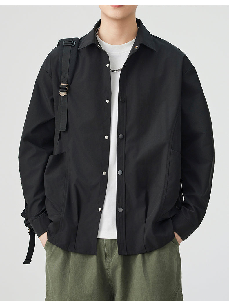 CBCMYC25-4564 秋季長袖襯衫翻領純色拼接口袋款襯衣(3色)