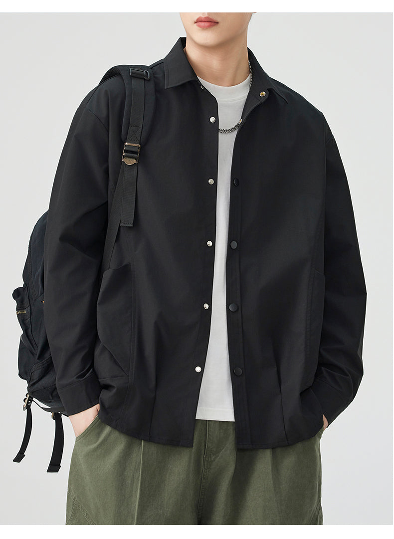 CBCMYC25-4564 秋季長袖襯衫翻領純色拼接口袋款襯衣(3色)