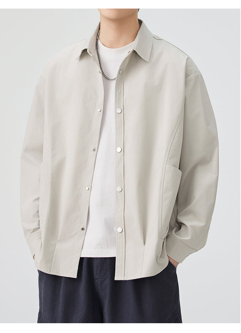 CBCMYC25-4564 秋季長袖襯衫翻領純色拼接口袋款襯衣(3色)