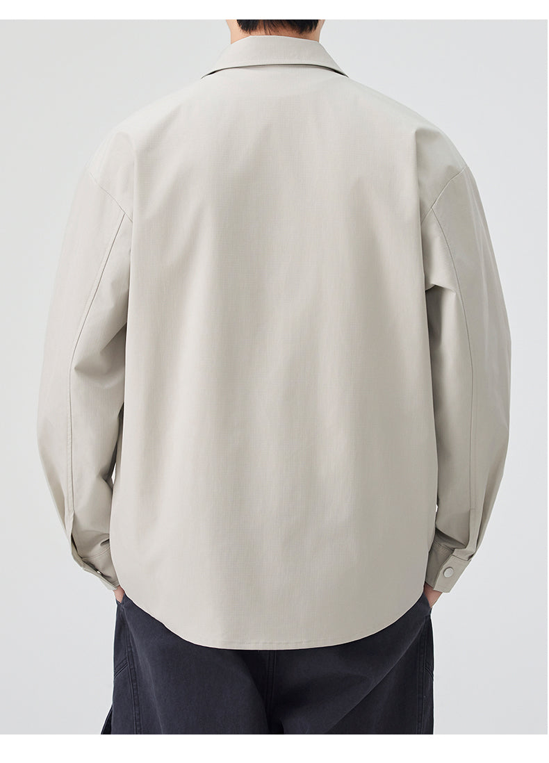 CBCMYC25-4564 秋季長袖襯衫翻領純色拼接口袋款襯衣(3色)