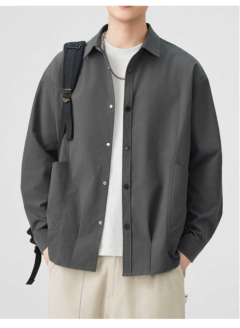 CBCMYC25-4564 秋季長袖襯衫翻領純色拼接口袋款襯衣(3色)