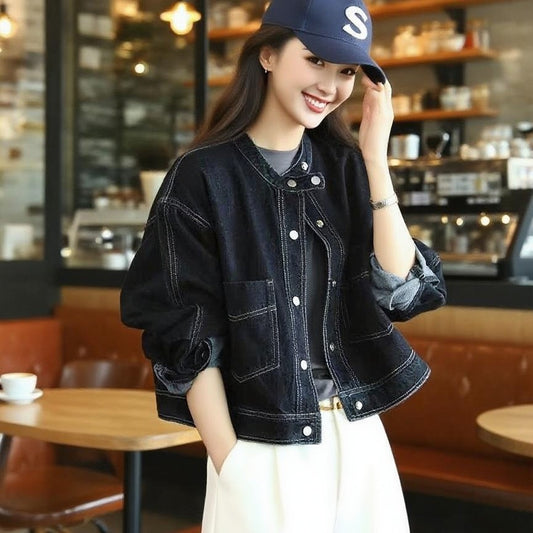 CGC5513-32B 立體圓領大口袋時尚與經典結合疊穿牛仔外套