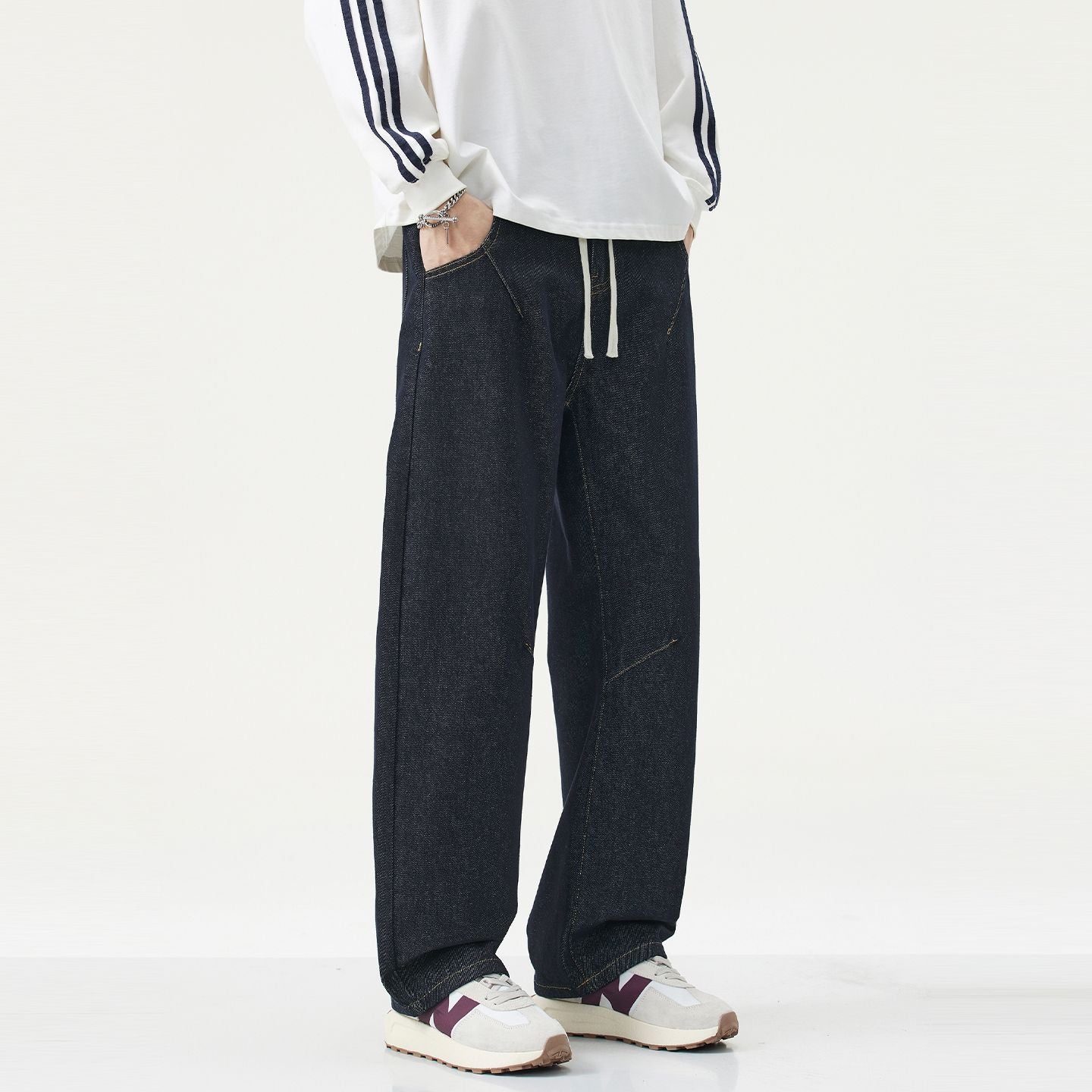 CBAYM313-65B 秋冬丹寧牛仔褲水洗復古彎刀長褲