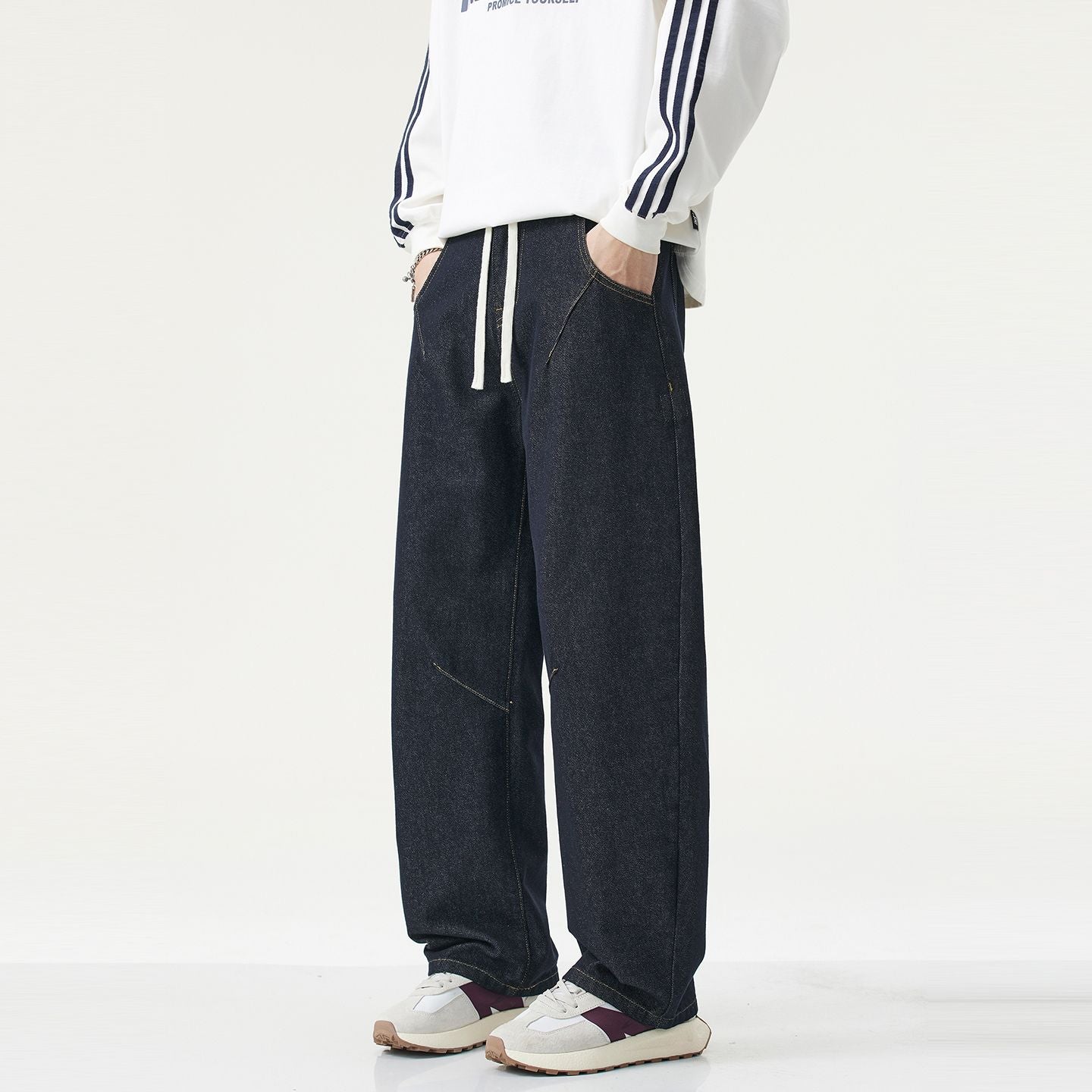 CBAYM313-65B 秋冬丹寧牛仔褲水洗復古彎刀長褲