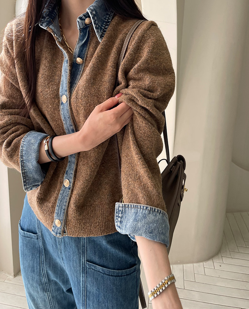 CGD6812-52B 秋季時尚牛仔拼接開衫外套(5色)