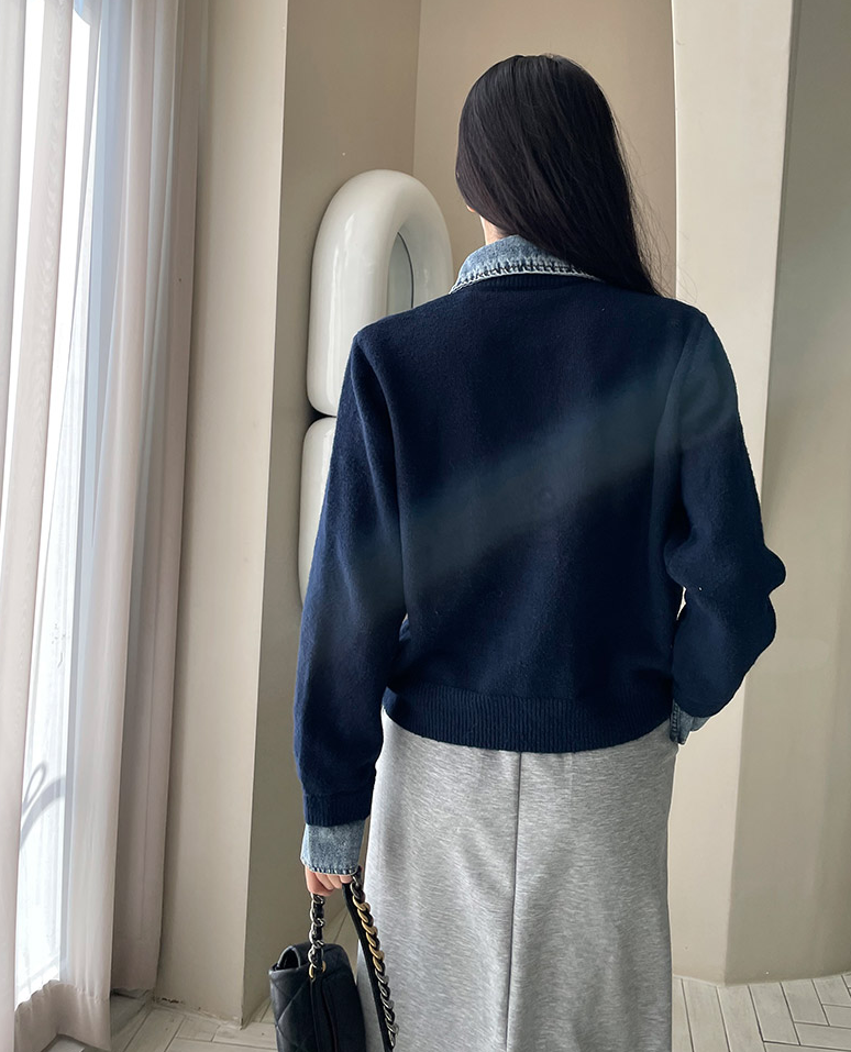 CGD6812-52B 秋季時尚牛仔拼接開衫外套(5色)