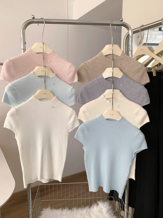 📺︎︎ CGE5914-1-80B 短款修身上衣夏季氣質短袖T恤(7色)