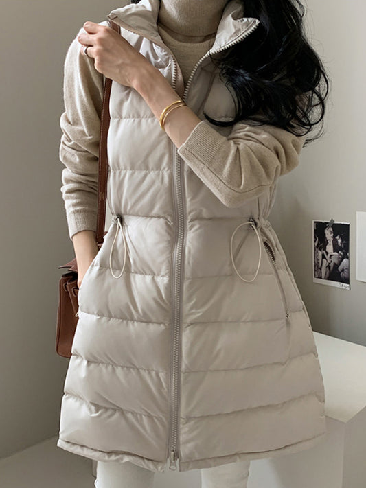 CGF9815-115B 夾棉馬甲中長款保暖背心馬夾棉衣外套(2色)