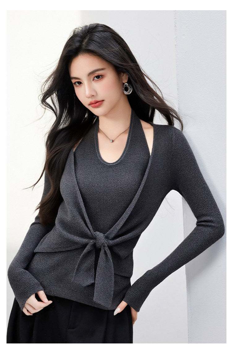 CGD6821-17B 針織衫毛衣秋季軟糯綿羊絨兩件套上衣(3色)