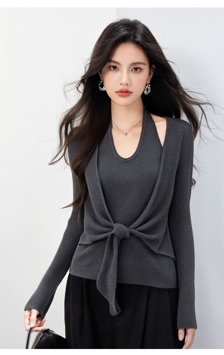 CGD6821-17B 針織衫毛衣秋季軟糯綿羊絨兩件套上衣(3色)