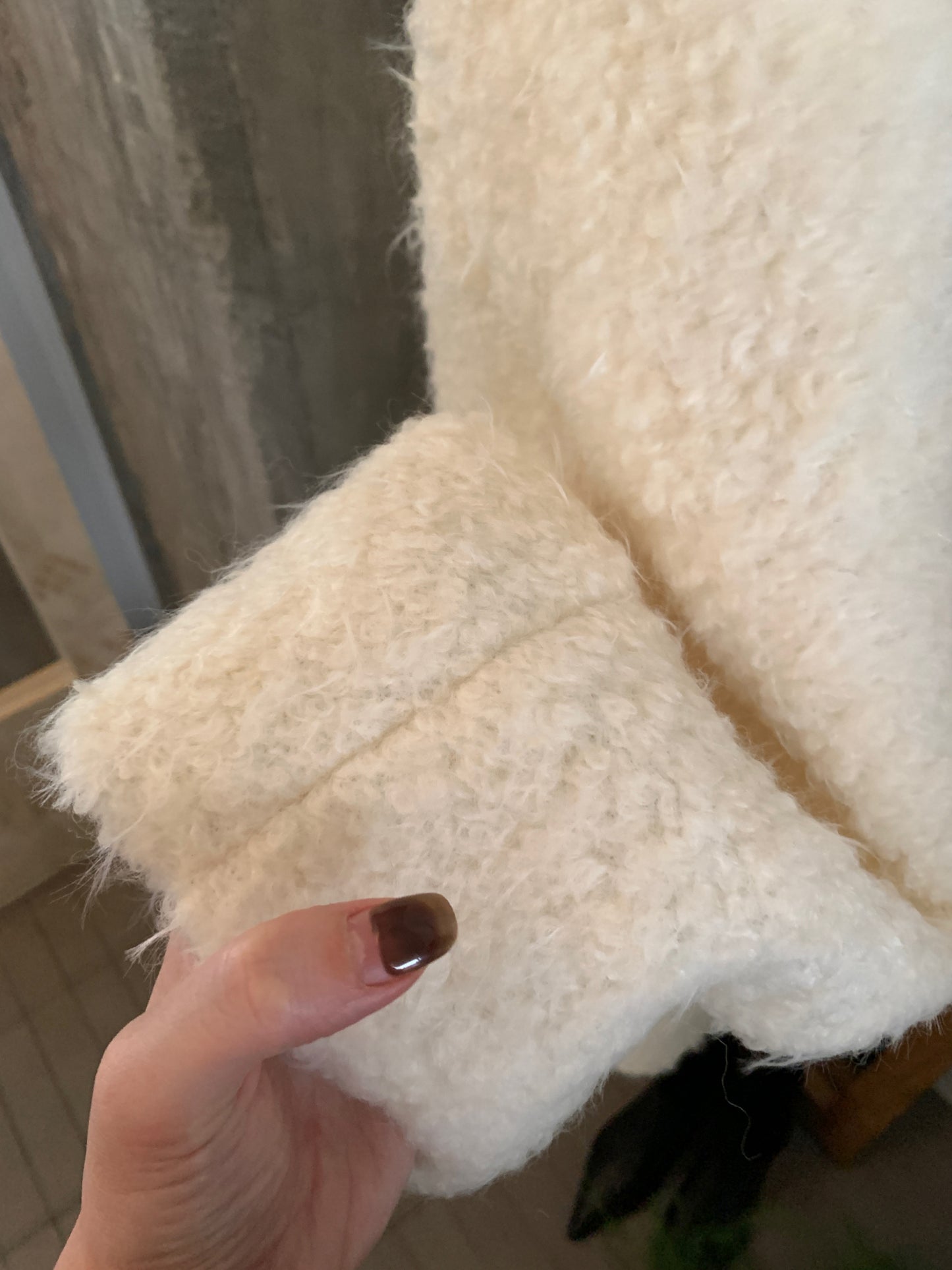 CGC15296-17B 毛毛外套秋冬寬鬆中長款翻領單排扣大衣(3色)