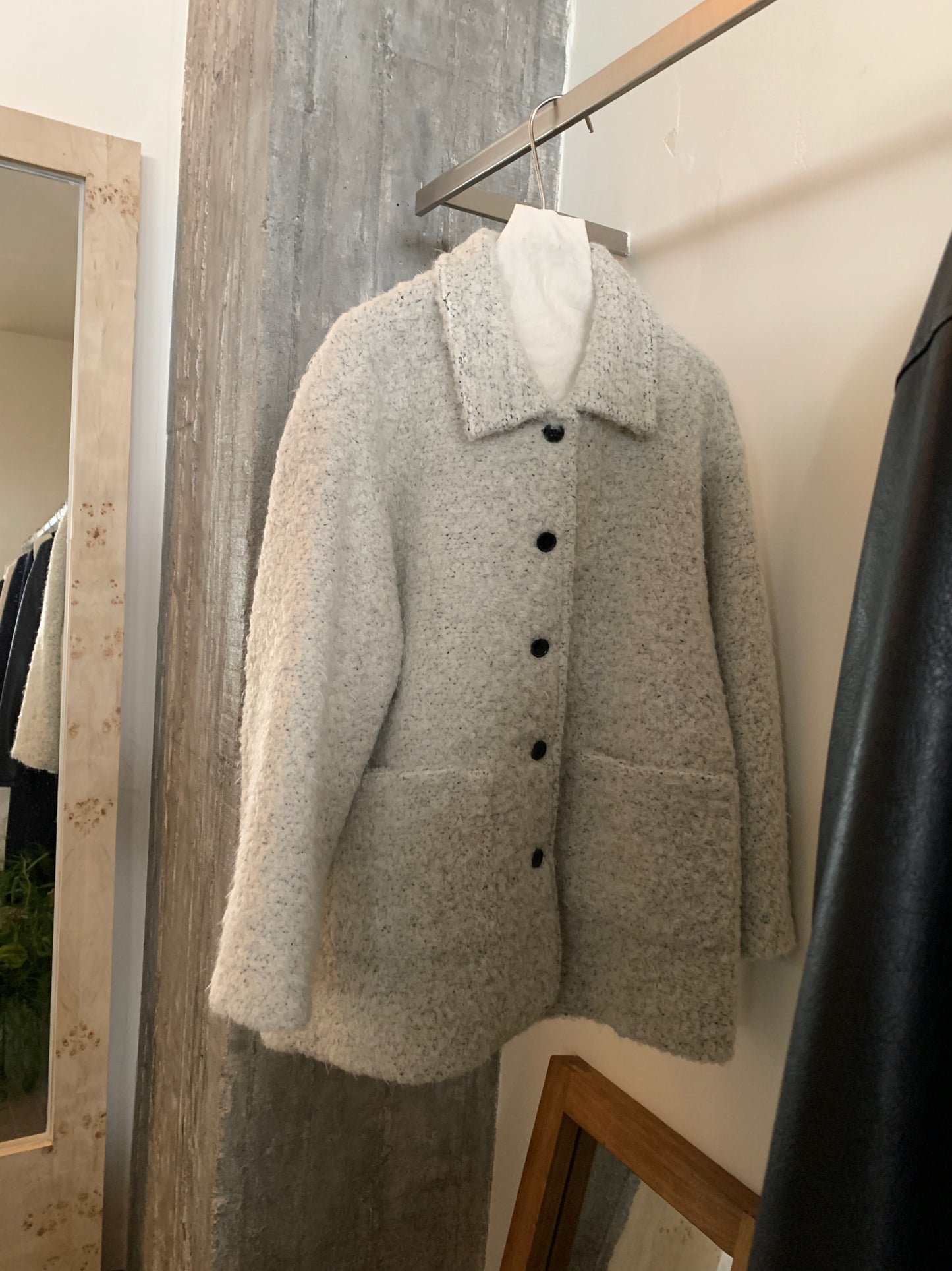 CGC15296-17B 毛毛外套秋冬寬鬆中長款翻領單排扣大衣(3色)