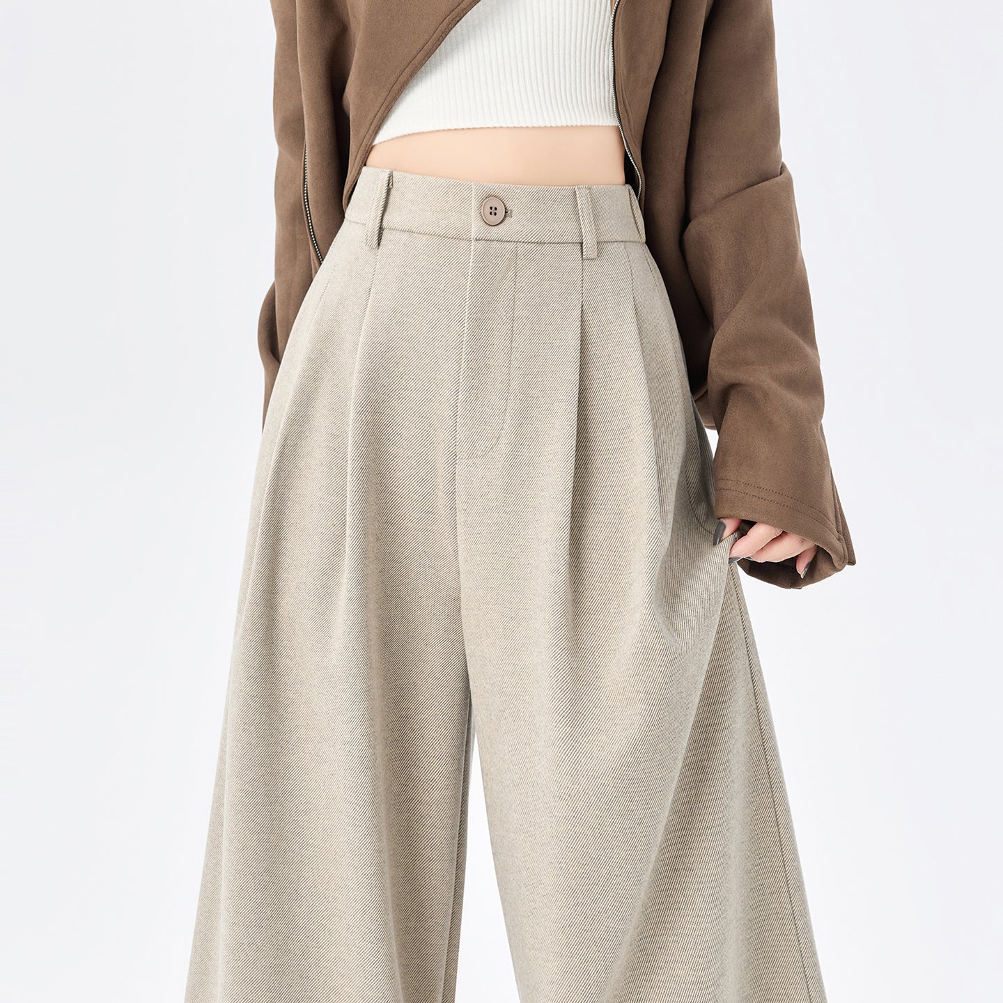 CGA8668-82B 毛呢闊腿褲秋冬季加厚九分直筒褲(3色)