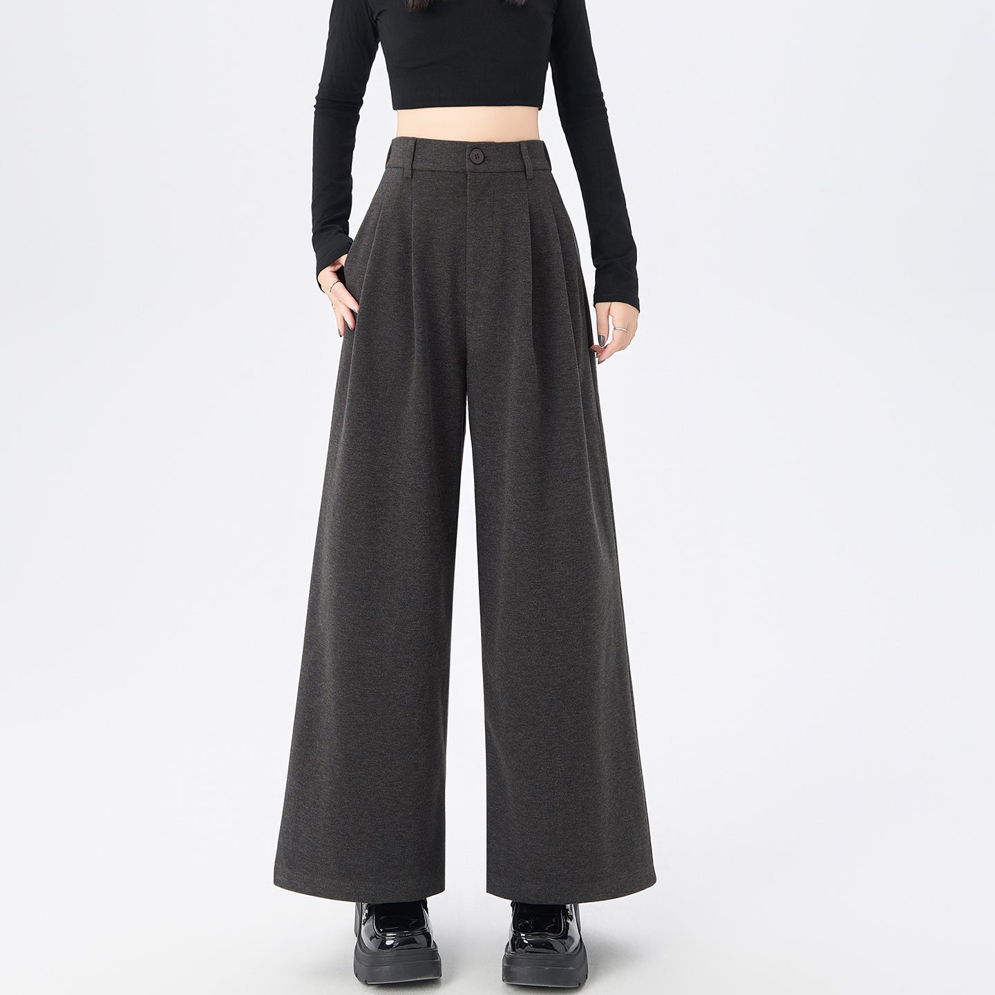 CGA8668-82B 毛呢闊腿褲秋冬季加厚九分直筒褲(3色)