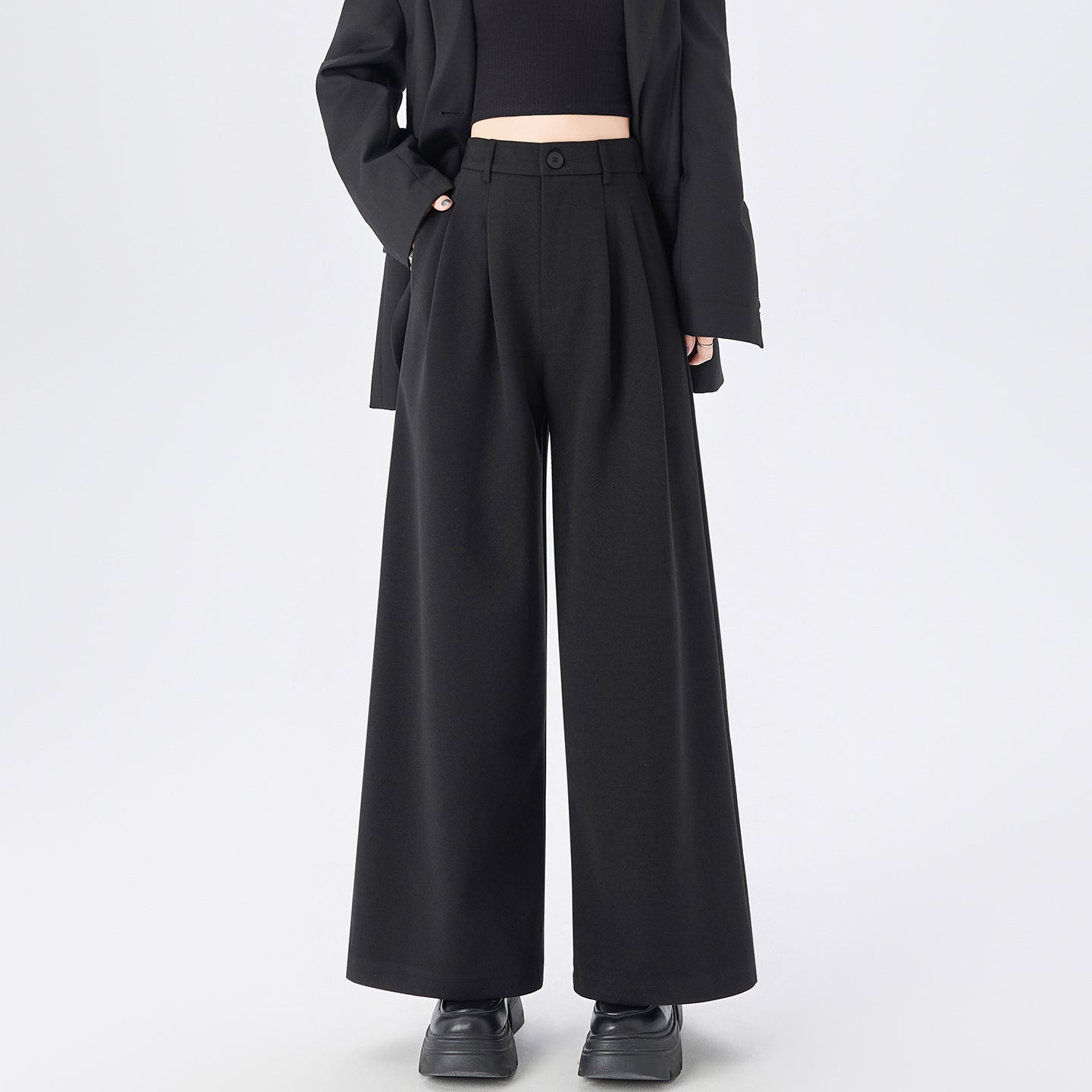 CGA8668-82B 毛呢闊腿褲秋冬季加厚九分直筒褲(3色)