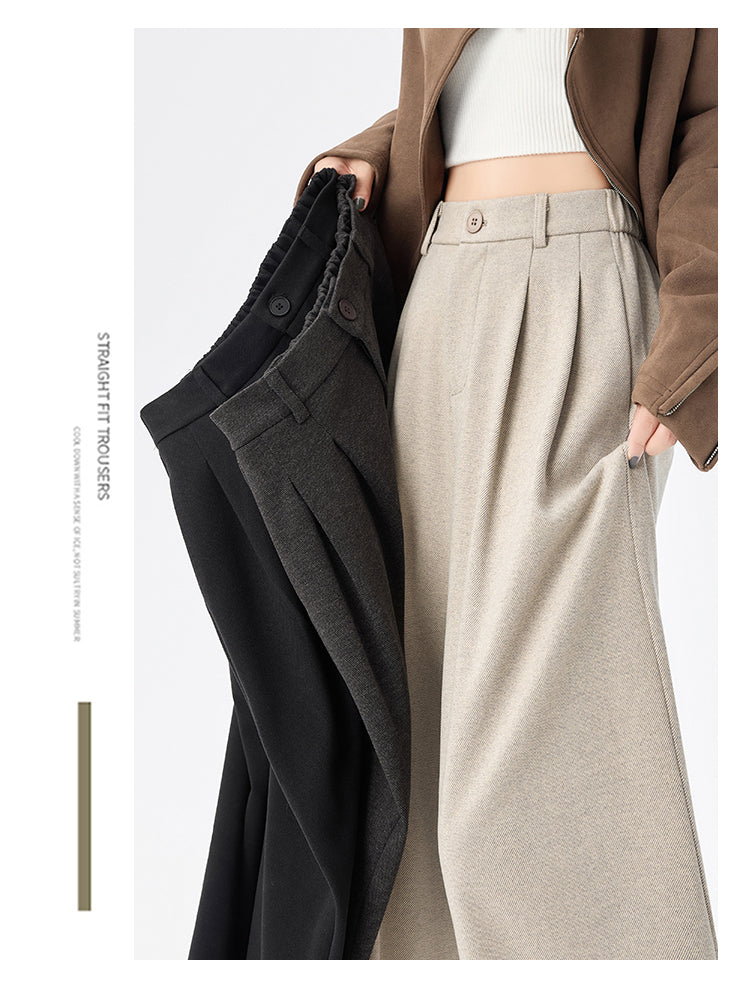 CGA8668-82B 毛呢闊腿褲秋冬季加厚九分直筒褲(3色)