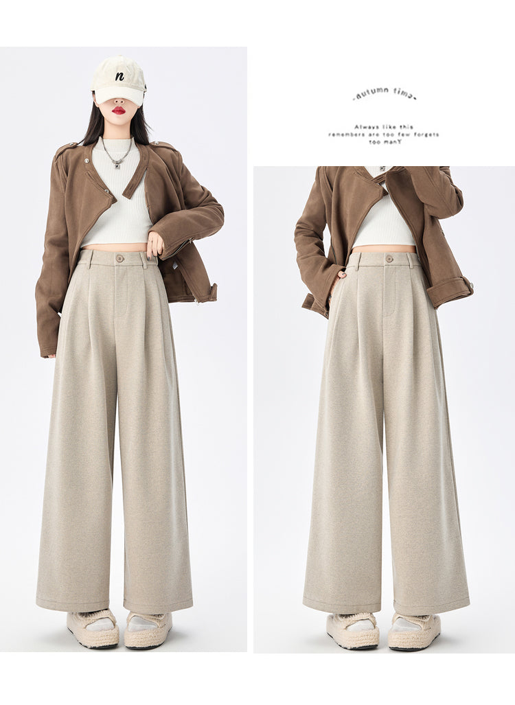 CGA8668-82B 毛呢闊腿褲秋冬季加厚九分直筒褲(3色)