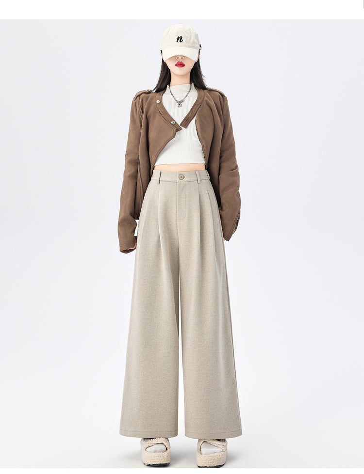 CGA8668-82B 毛呢闊腿褲秋冬季加厚九分直筒褲(3色)