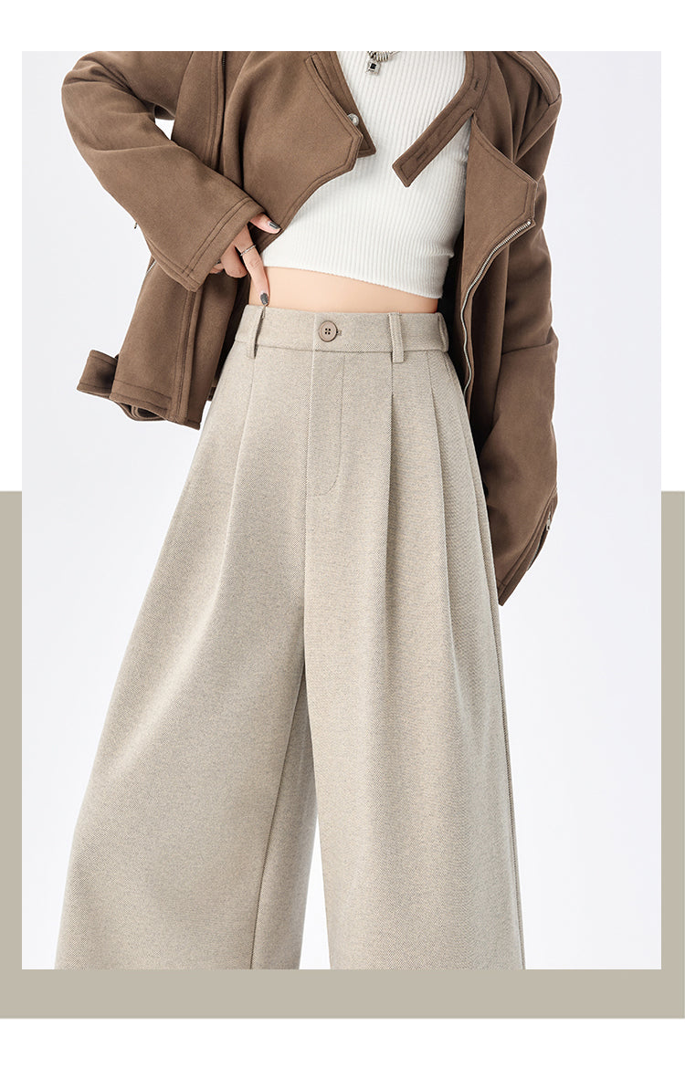 CGA8668-82B 毛呢闊腿褲秋冬季加厚九分直筒褲(3色)