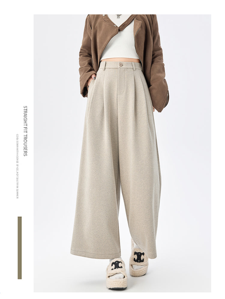 CGA8668-82B 毛呢闊腿褲秋冬季加厚九分直筒褲(3色)