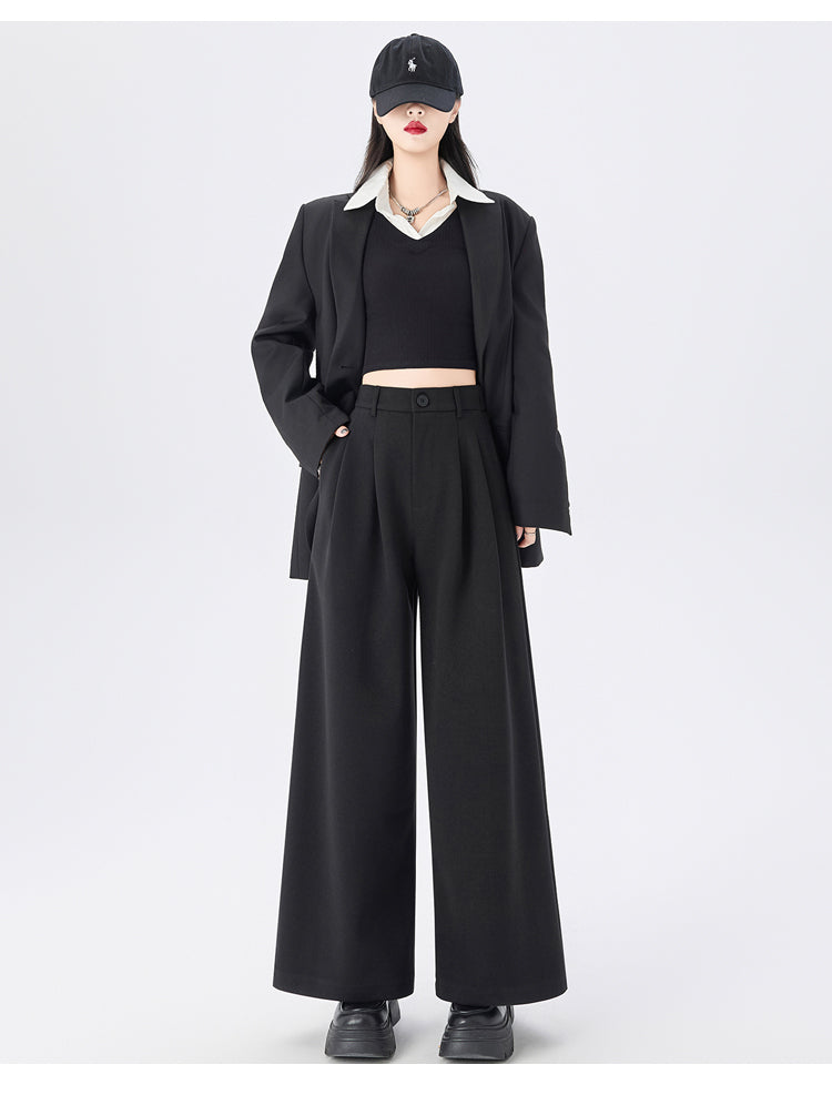 CGA8668-82B 毛呢闊腿褲秋冬季加厚九分直筒褲(3色)