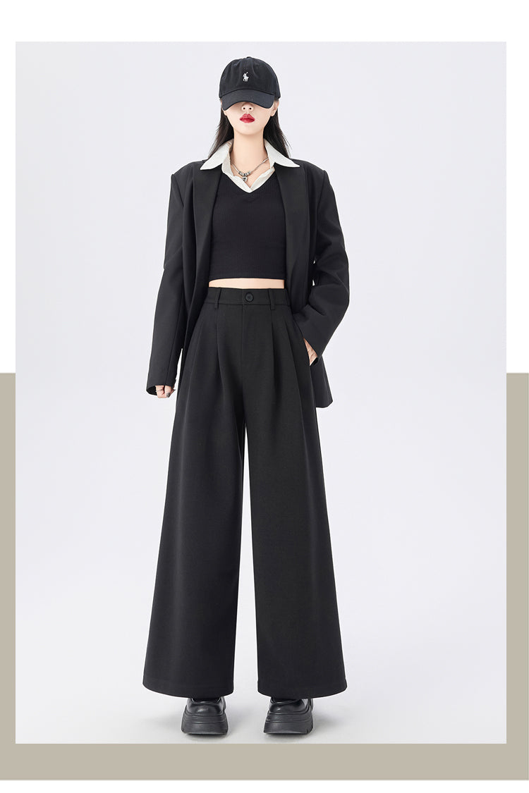 CGA8668-82B 毛呢闊腿褲秋冬季加厚九分直筒褲(3色)