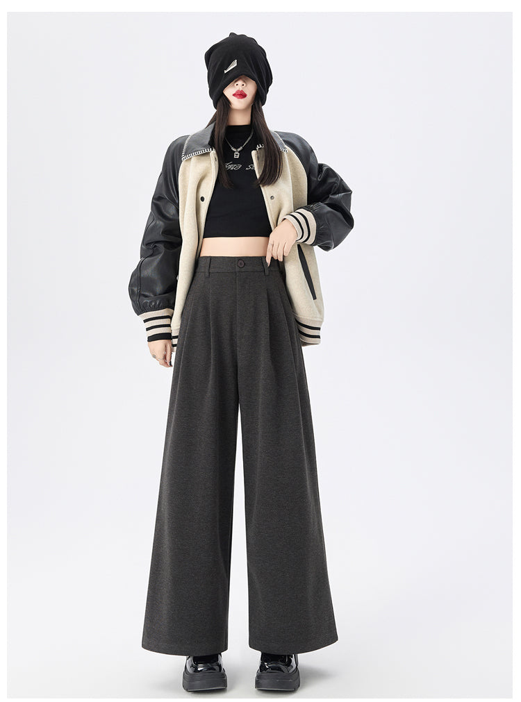 CGA8668-82B 毛呢闊腿褲秋冬季加厚九分直筒褲(3色)