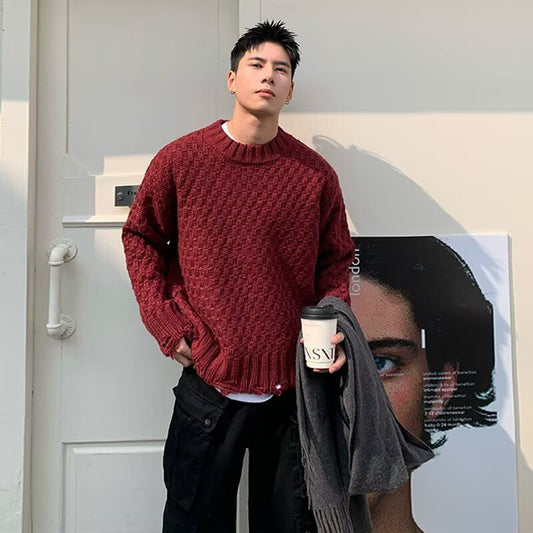 CBD3015-54B 秋季肌理感破洞毛衣(4色)