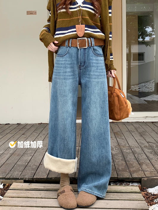 📺︎︎ CGA11255-36H 加絨加厚冬季復古寬鬆直筒牛仔長褲(2色)