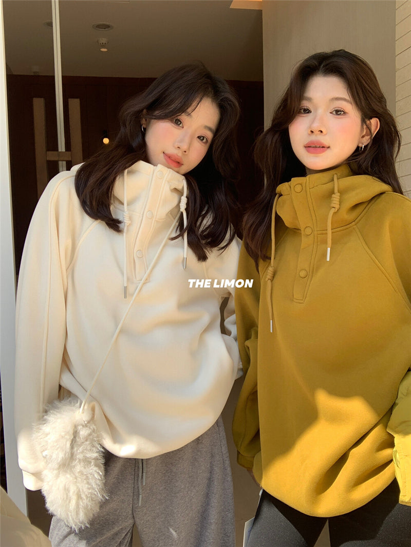 CGD6580-92B  寬鬆連帽加絨衛衣保暖加厚百搭厚實上衣(6色)