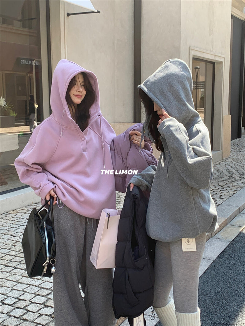 CGD6580-92B  寬鬆連帽加絨衛衣保暖加厚百搭厚實上衣(6色)