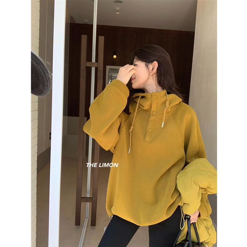 CGD6580-92B  寬鬆連帽加絨衛衣保暖加厚百搭厚實上衣(6色)