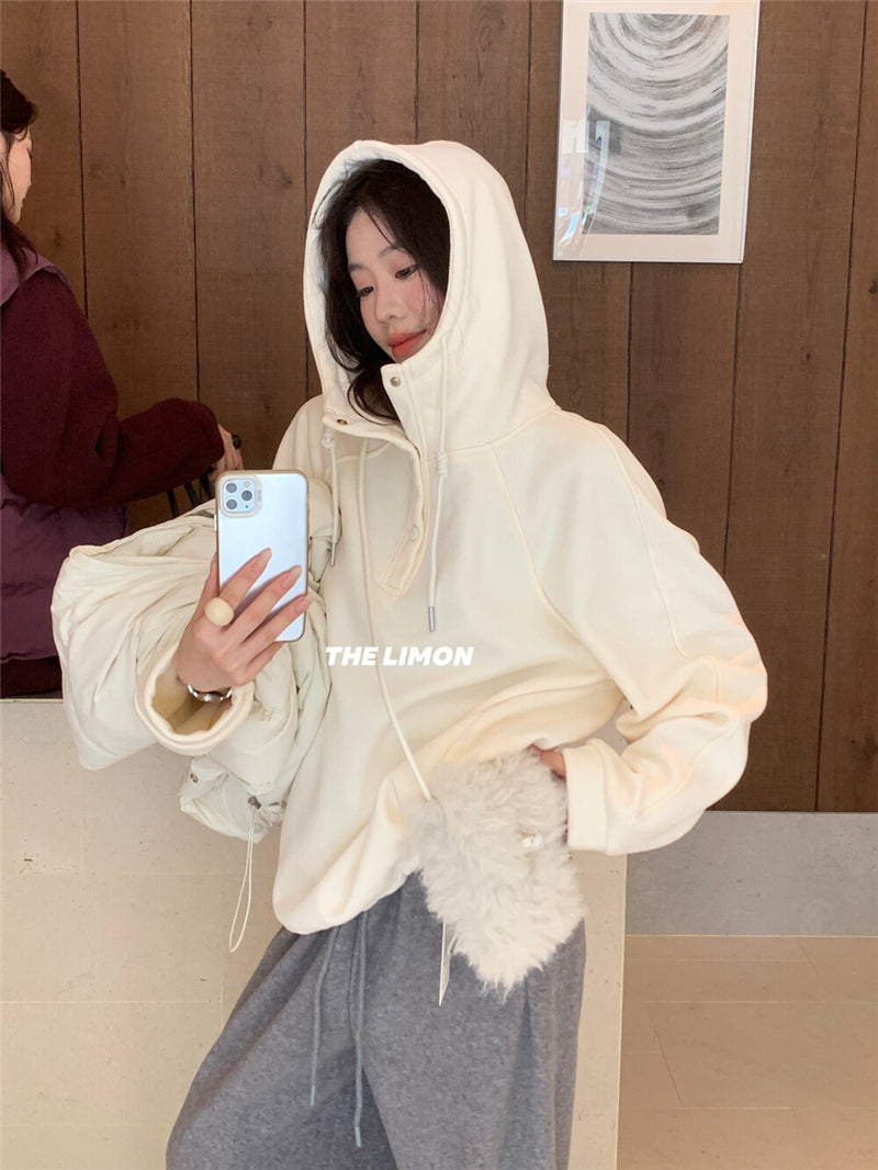 CGD6580-92B  寬鬆連帽加絨衛衣保暖加厚百搭厚實上衣(6色)