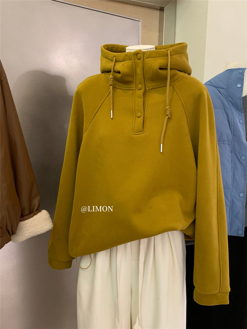 CGD6580-92B  寬鬆連帽加絨衛衣保暖加厚百搭厚實上衣(6色)