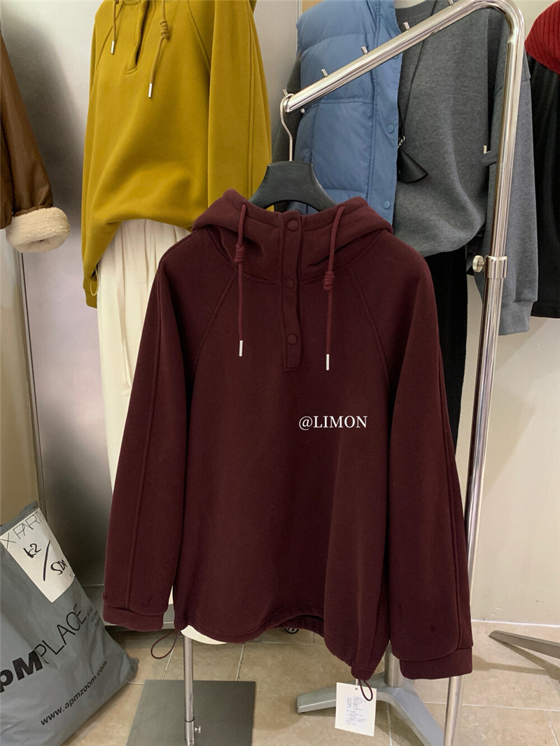 CGD6580-92B  寬鬆連帽加絨衛衣保暖加厚百搭厚實上衣(6色)