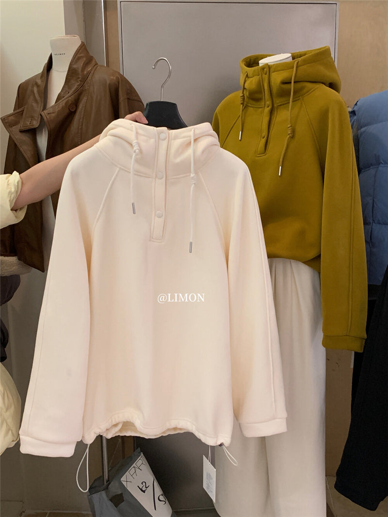 CGD6580-92B  寬鬆連帽加絨衛衣保暖加厚百搭厚實上衣(6色)