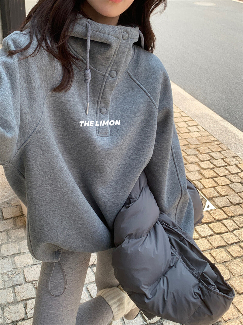 CGD6580-92B  寬鬆連帽加絨衛衣保暖加厚百搭厚實上衣(6色)