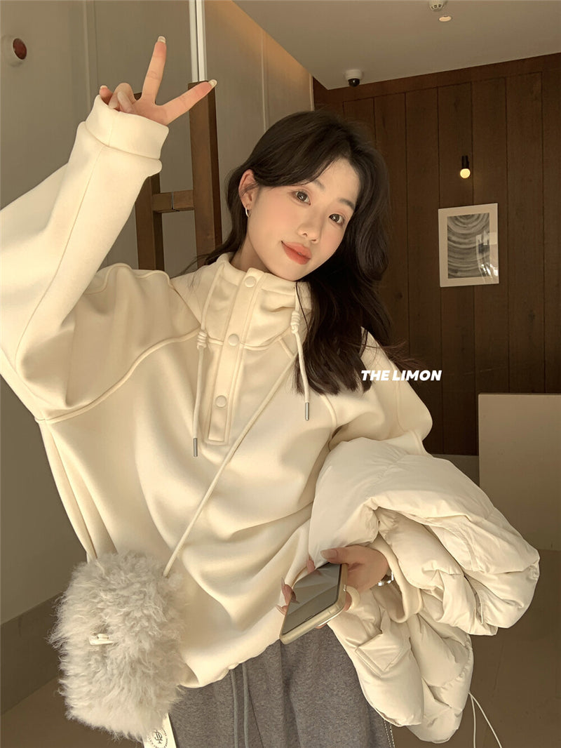 CGD6580-92B  寬鬆連帽加絨衛衣保暖加厚百搭厚實上衣(6色)